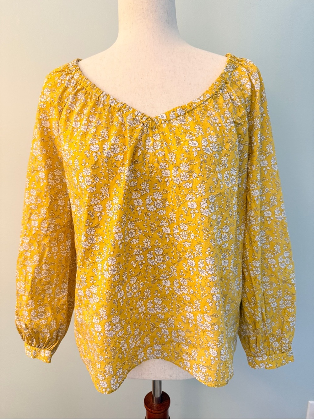 J.Crew Liberty Fabric Floral Blouse Mustard Yellow Size S